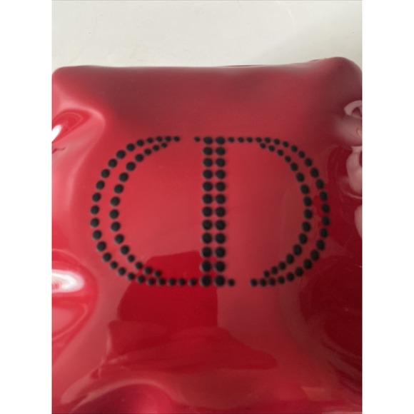 Christian Dior CD Logo Makeup Cosmetic Bag Clutch Pouch Red Black Patent Leather - Picture 2 of 12